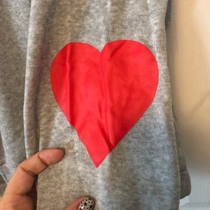Gray Long Sleeved Top with Hearts
